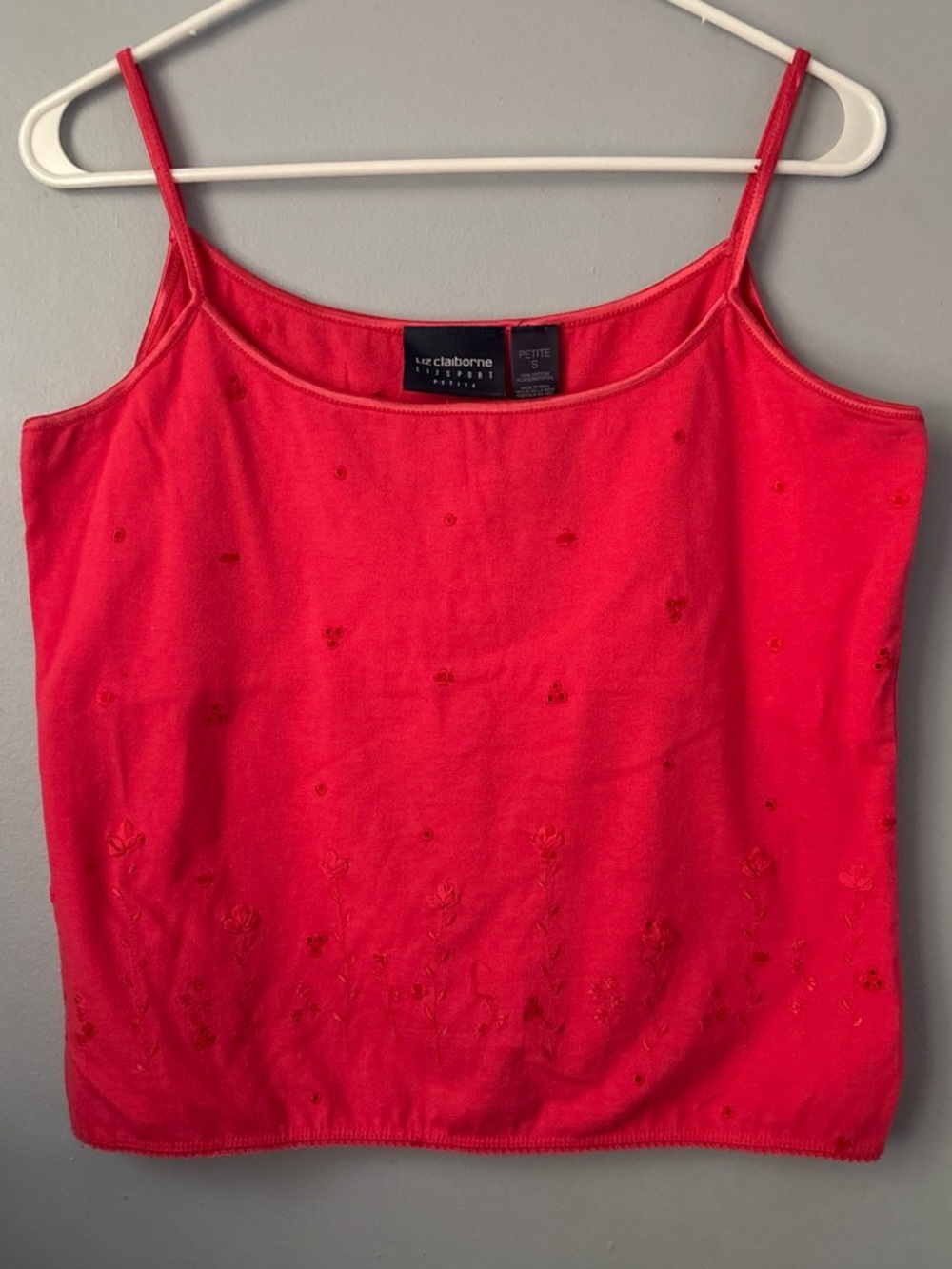 Liz Claiborne Petite pink Embroidered Cami Tank Size Small